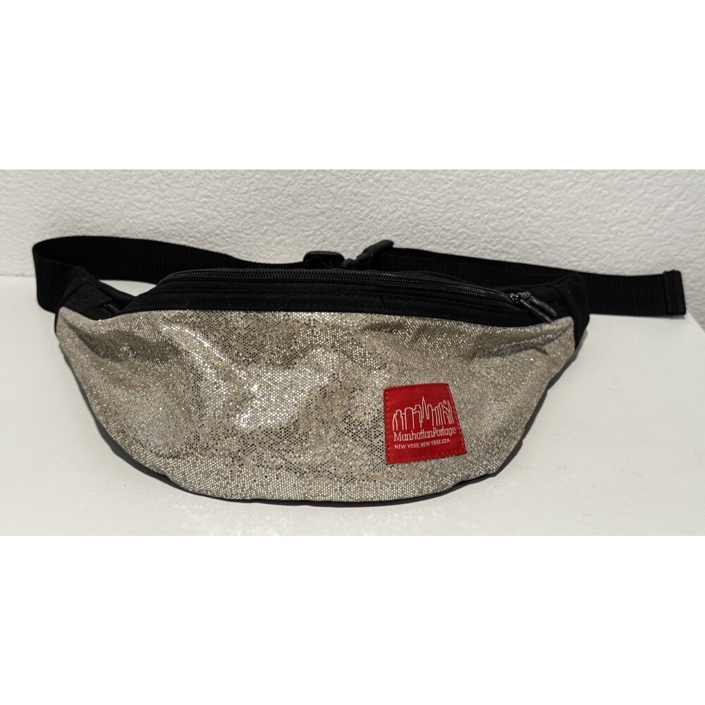 Manhattan Portage Waist Fanny Pack Belt Bag Glitter Pattern Fabric Zip Pocket